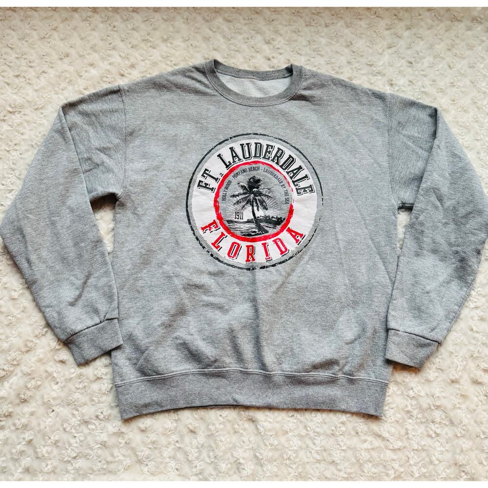 VTG Jerzees Ft Lauderdale Florida Pompano Crewneck Unisex Grey Sweatshirt M / L
